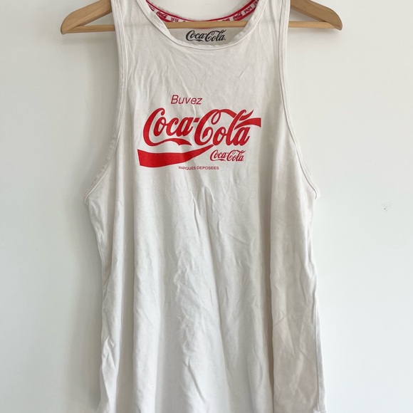 Coca Cola Mad Engine French Racerback Tank Top White Red Top Buvez Coke 2019 XL - Picture 3 of 5